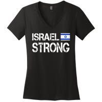 Israel Strong I Stand With Israel Israeli Flag Support Women's V-Neck T-Shirt