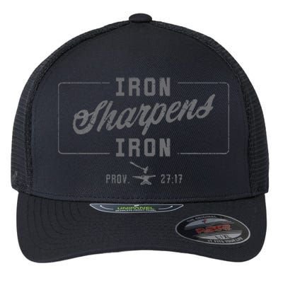 Iron Sharpens Iron Christian Bible Scripture Gym Workout Flexfit Unipanel Trucker Cap