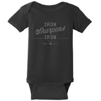 Iron Sharpens Iron Christian Bible Scripture Gym Workout Baby Bodysuit