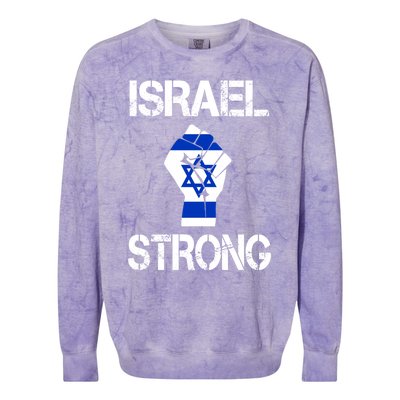 Israel Strong I Stand With Israel Israeli Flag Support Colorblast Crewneck Sweatshirt