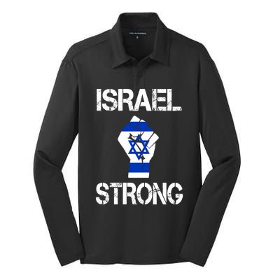 Israel Strong I Stand With Israel Israeli Flag Support Silk Touch Performance Long Sleeve Polo