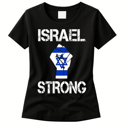 Israel Strong I Stand With Israel Israeli Flag Support Womens T-Shirt