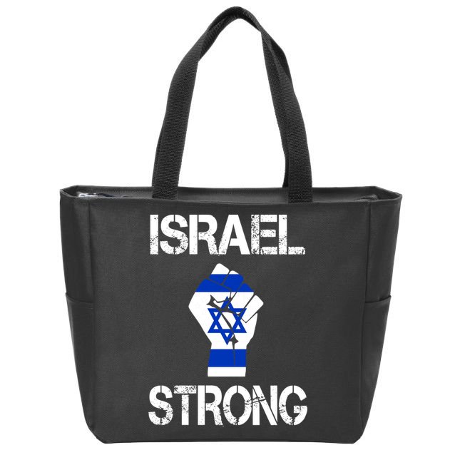 Israel Strong I Stand With Israel Israeli Flag Support Zip Tote Bag