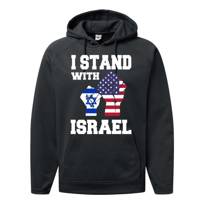 Israel Strong I Stand With Israel Usa Israeli Flag Support Performance Fleece Hoodie