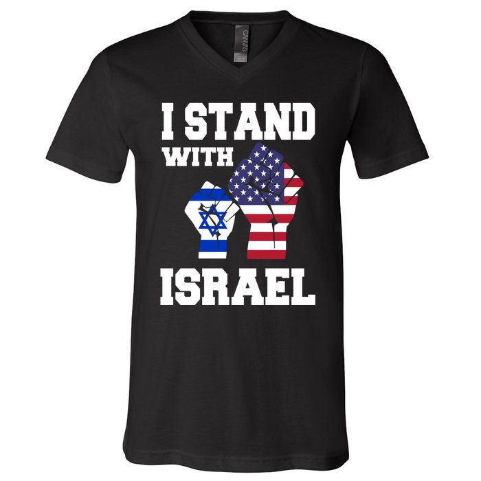 Israel Strong I Stand With Israel Usa Israeli Flag Support V-Neck T-Shirt