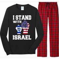 Israel Strong I Stand With Israel Usa Israeli Flag Support Long Sleeve Pajama Set