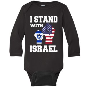 Israel Strong I Stand With Israel Usa Israeli Flag Support Baby Long Sleeve Bodysuit