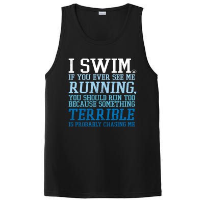 I Swim If You Ever See Me Running Funny For Swimmers Gift PosiCharge Competitor Tank