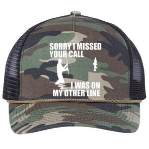 IM Sorry I Missed Your Call I Was On My Other Line Fishing Retro Rope Trucker Hat Cap