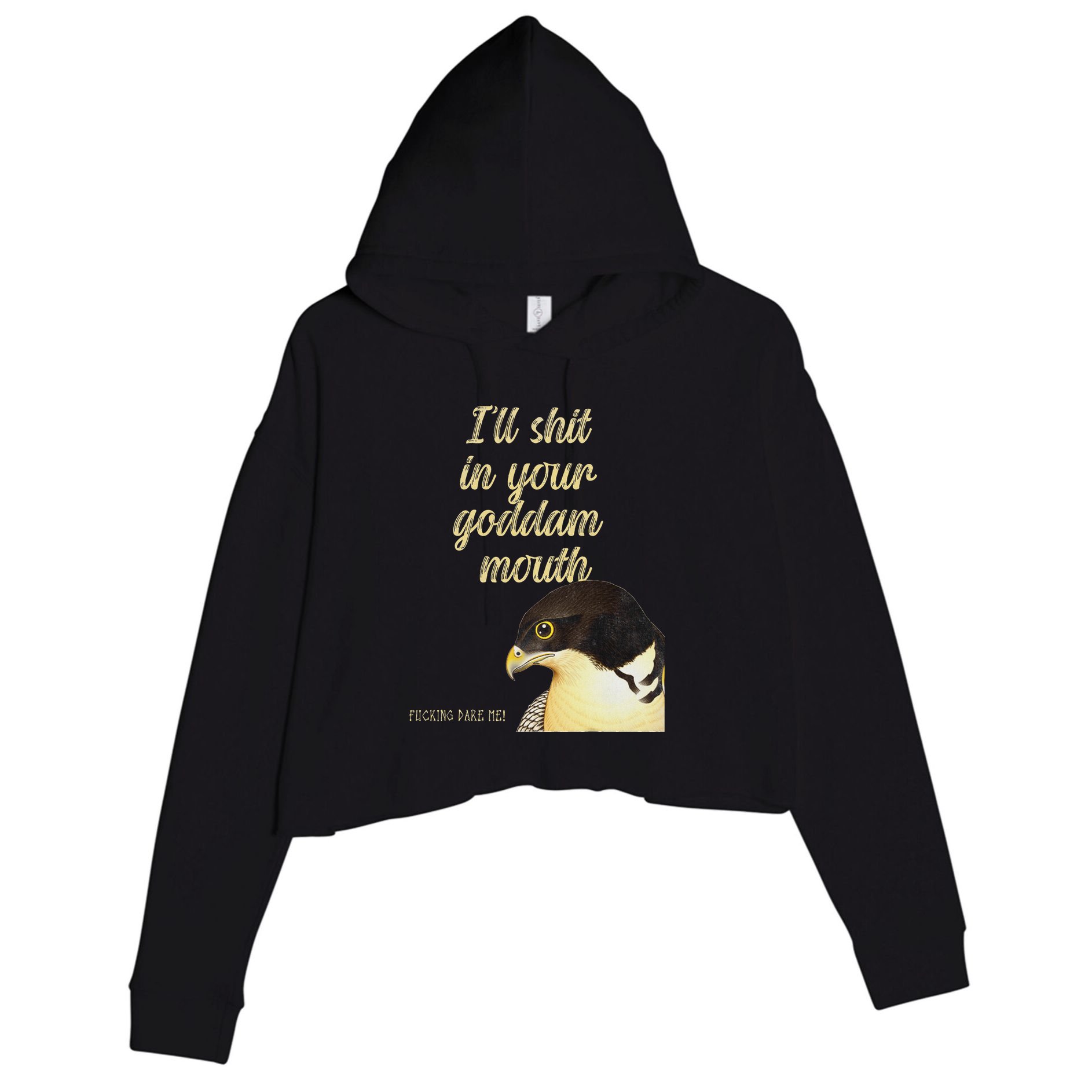 ILl Shit In Your Mouth Bird Dare Me Crop Fleece Hoodie