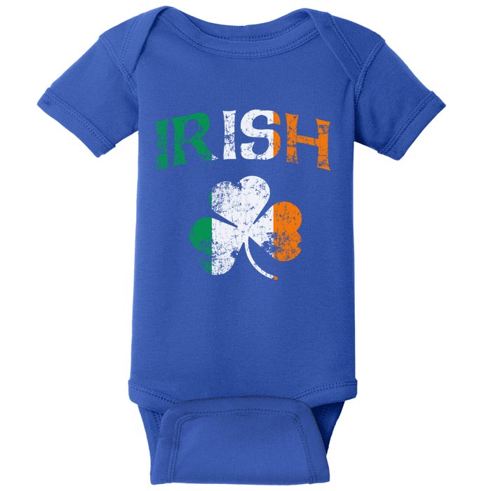 Irish Shamrock Ireland Flag St Patricks Day Vintage Fade Gift Baby Bodysuit