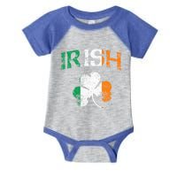 Irish Shamrock Ireland Flag St Patricks Day Vintage Fade Gift Infant Baby Jersey Bodysuit