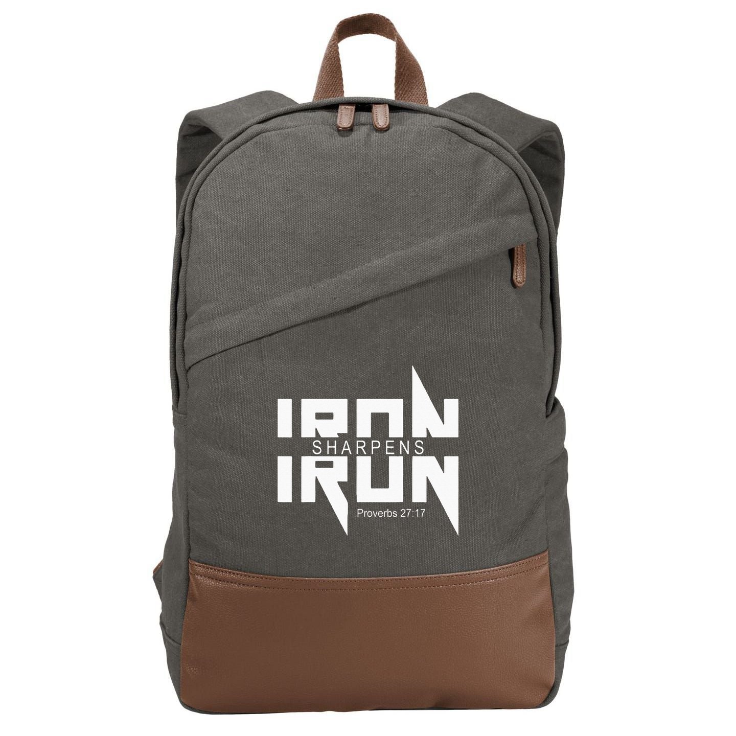 Iron Sharpens Iron Bible Jesus Faith Religious Christian Cotton Canvas Backpack
