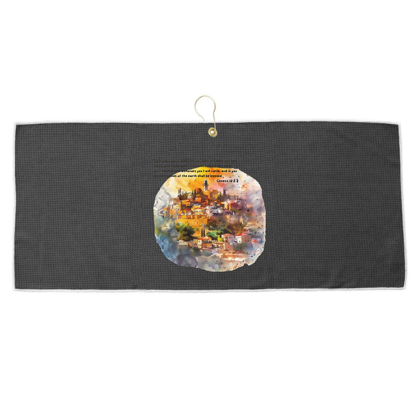 Israel Skyline Large Microfiber Waffle Golf Towel