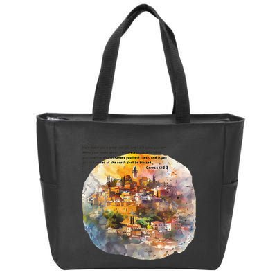 Israel Skyline Zip Tote Bag