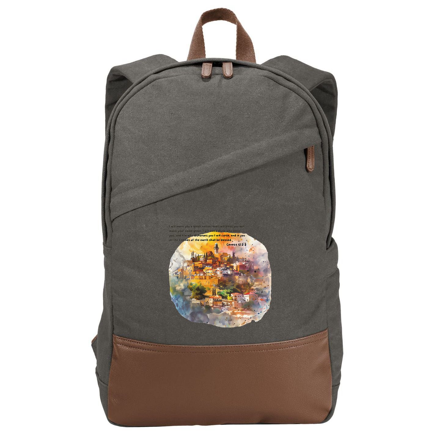 Israel Skyline Cotton Canvas Backpack