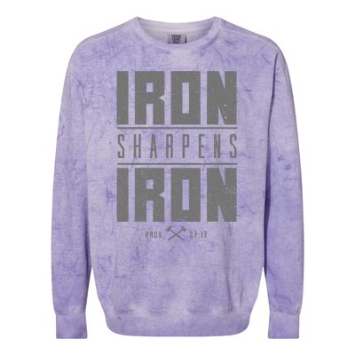 Iron Sharpens Iron Christian Bible Scripture Gym Workout Colorblast Crewneck Sweatshirt