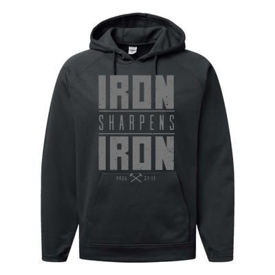 Iron Sharpens Iron Christian Bible Scripture Gym Workout Performance Fleece Hoodie