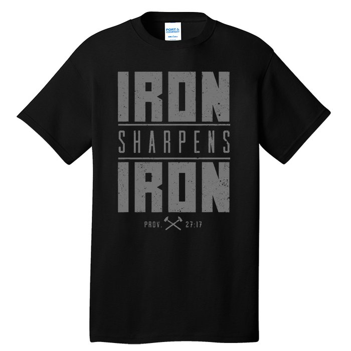 Iron Sharpens Iron Christian Bible Scripture Gym Workout Tall T-Shirt