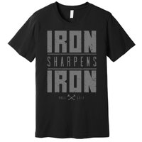 Iron Sharpens Iron Christian Bible Scripture Gym Workout Premium T-Shirt