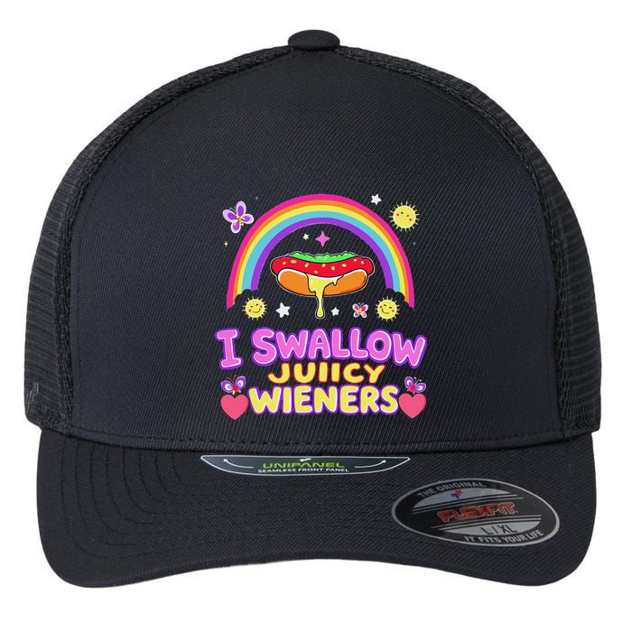 I Swallow Juicy Wiener Flexfit Unipanel Trucker Cap