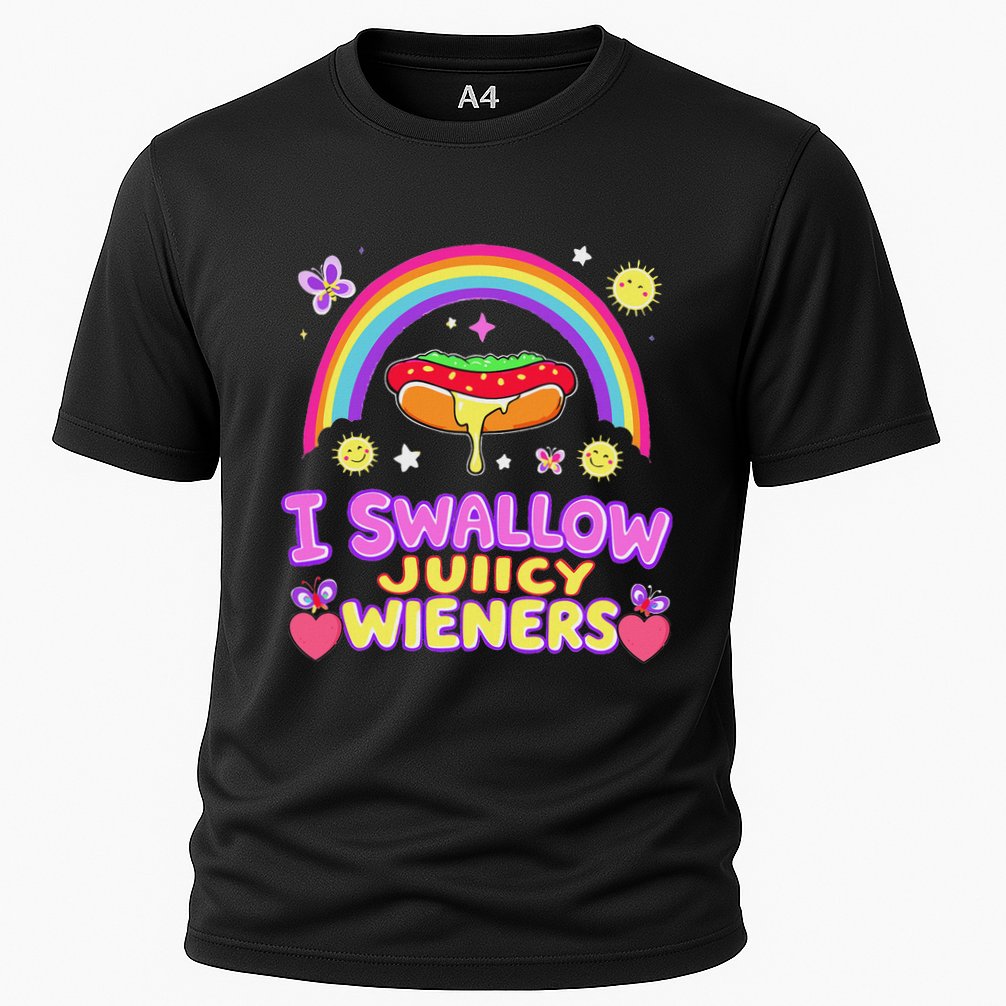 I Swallow Juicy Wiener Cooling Performance Crew T-Shirt