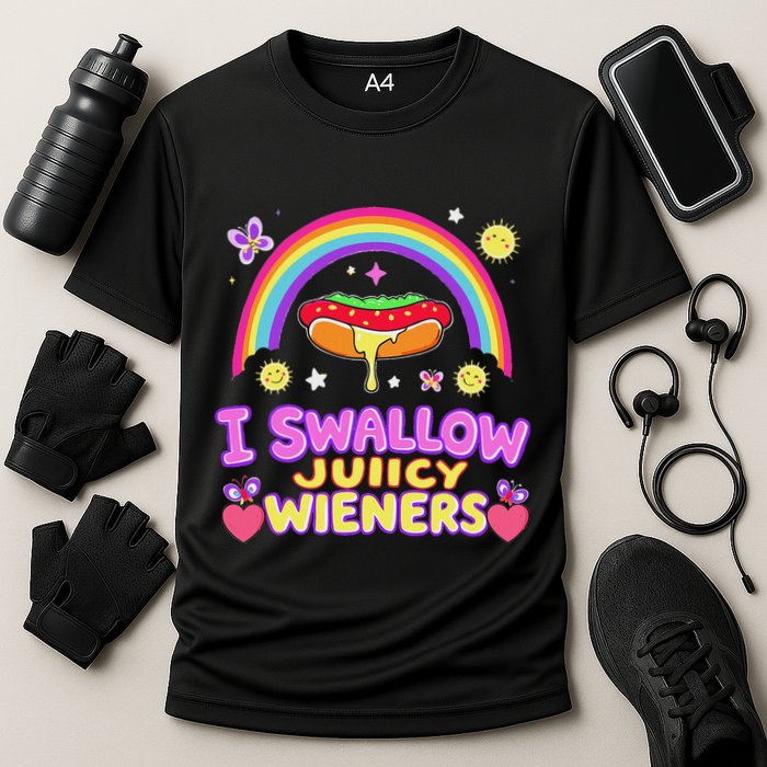 I Swallow Juicy Wiener Cooling Performance Crew T-Shirt
