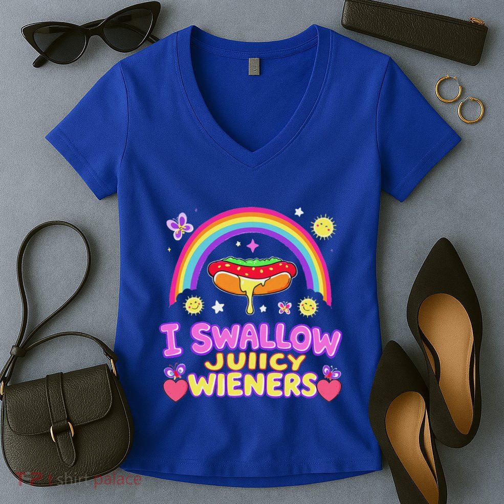 I Swallow Juicy Wiener Women's V-Neck T-Shirt