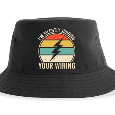 I'm Silently Judging Your Wiring Funny Electrician Lineman Sustainable Bucket Hat