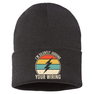 I'm Silently Judging Your Wiring Funny Electrician Lineman Sustainable Knit Beanie