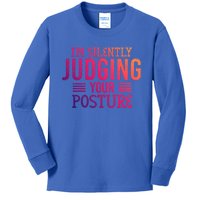 I'm Silently Judging Your Posture Funny Chiropractor Gift Kids Long Sleeve Shirt