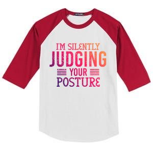 I'm Silently Judging Your Posture Funny Chiropractor Gift Kids Colorblock Raglan Jersey