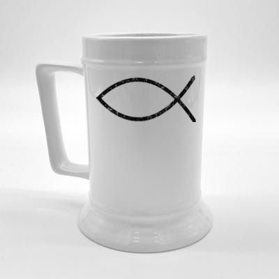 Ichthys Sign Jesus Fish Christ Christian Faith Symbol Beer Stein