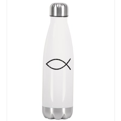 Ichthys Sign Jesus Fish Christ Christian Faith Symbol Stainless Steel Insulated Water Bottle