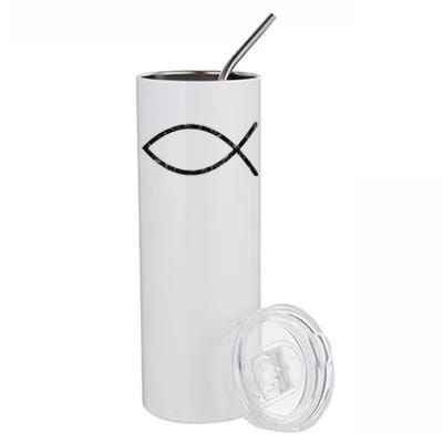 Ichthys Sign Jesus Fish Christ Christian Faith Symbol Stainless Steel Tumbler