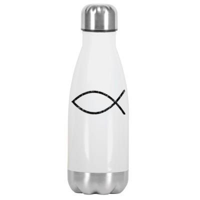 Ichthys Sign Jesus Fish Christ Christian Faith Symbol Stainless Steel Insulated Water Bottle