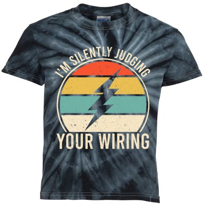 I'm Silently Judging Your Wiring Funny Electrician Lineman Kids Tie-Dye T-Shirt