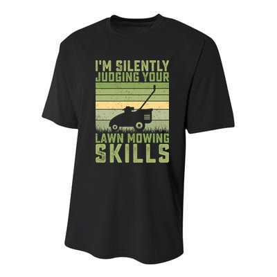 I'm Silently Judging Your Mowing Skills Lawn Mowing Gardener Great Gift Youth Performance Sprint T-Shirt