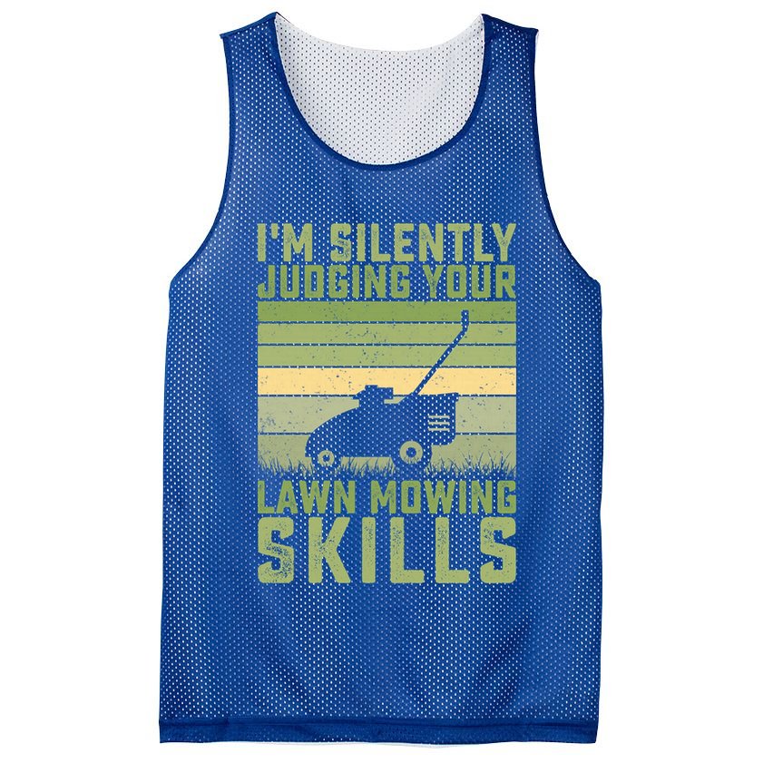 I'm Silently Judging Your Mowing Skills Lawn Mowing Gardener Great Gift Mesh Reversible Basketball Jersey Tank