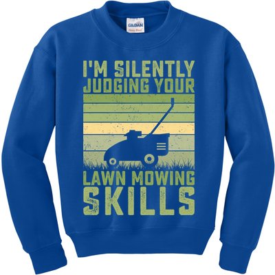 I'm Silently Judging Your Mowing Skills Lawn Mowing Gardener Great Gift Kids Sweatshirt