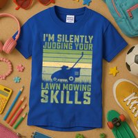 I'm Silently Judging Your Mowing Skills Lawn Mowing Gardener Great Gift Kids T-Shirt