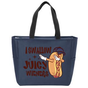 I Swallow Juicy Wieners Oddly Specific Gag Gift Funny Meme Zip Tote Bag