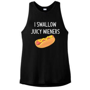 I Swallow Juicy Wieners Hotdog Food Dog Lover Joke Sarcastic Ladies PosiCharge Tri-Blend Wicking Tank