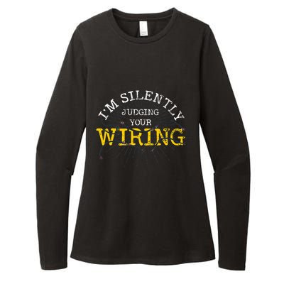 Im Silently Judging Your Wiring Lineman Funny Electrician Womens CVC Long Sleeve Shirt