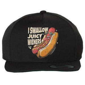 I Swallow Juicy Wiener Embarrassing Wool Snapback Cap