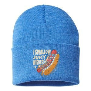 I Swallow Juicy Wiener Embarrassing Sustainable Knit Beanie