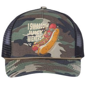 I Swallow Juicy Wiener Embarrassing Retro Rope Trucker Hat Cap