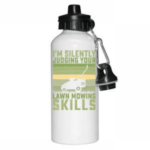 Im Silently Judging Your Mowing Skills Lawn Mowing Gardener Cute Gift Aluminum Water Bottle