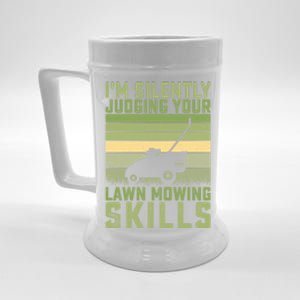 Im Silently Judging Your Mowing Skills Lawn Mowing Gardener Cute Gift Beer Stein