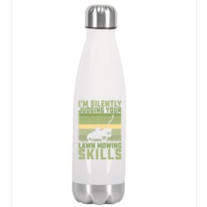 Im Silently Judging Your Mowing Skills Lawn Mowing Gardener Cute Gift Stainless Steel Insulated Water Bottle